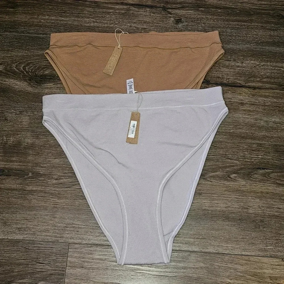 Skims Stretch Cotton Jersey Cheeky Tanga 2 pair Sz 4x High Cut Underwear - Picture 4 of 11